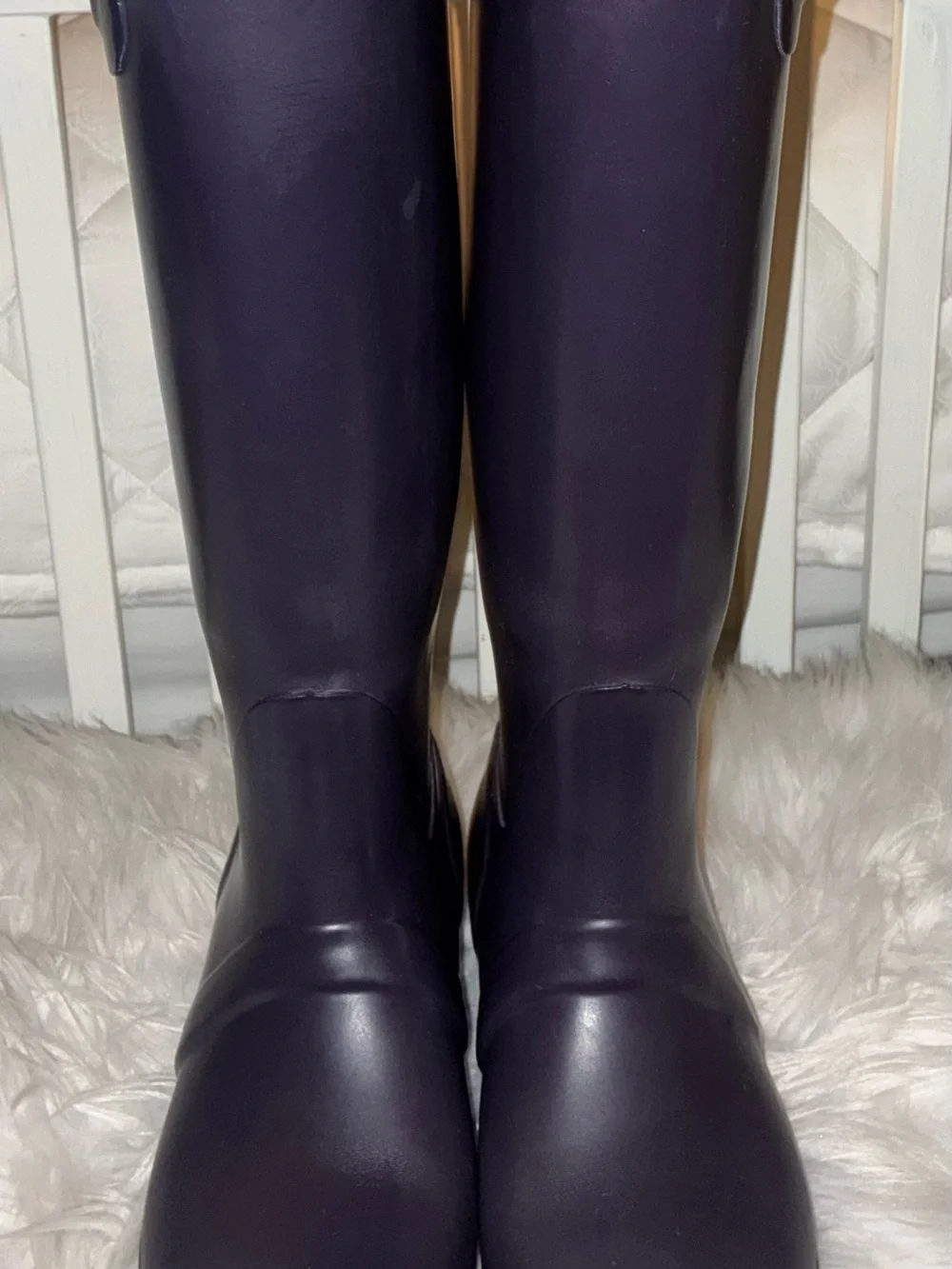 Original Hunter Tall Rubber Boots in Deep Purple Sz 8